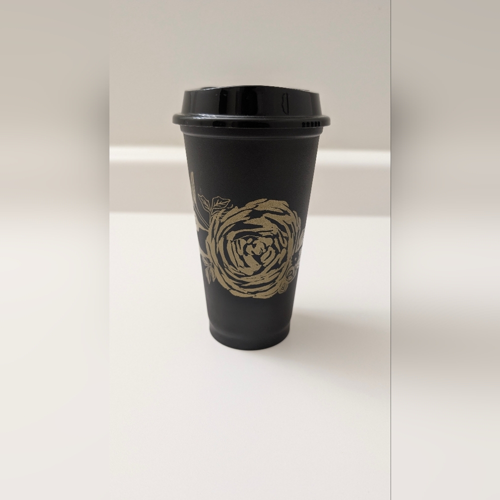 Starbucks 2021 Black And Gold Rose Hot Cup